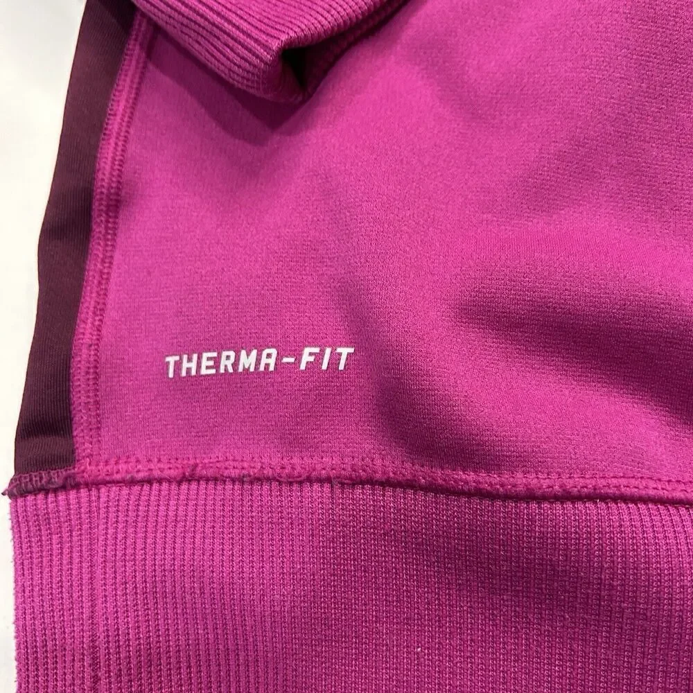 Nike Therma-Fit Hoodie Sweatshirt JUST DO IT Fleece Lined Spell Out Purple M - Picture 7 of 7